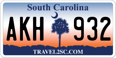 SC license plate AKH932