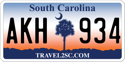 SC license plate AKH934