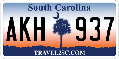 SC license plate AKH937