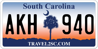 SC license plate AKH940