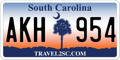 SC license plate AKH954