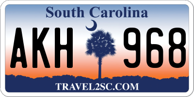 SC license plate AKH968