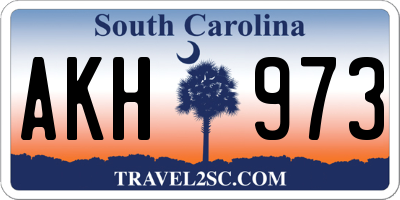 SC license plate AKH973