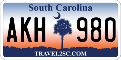 SC license plate AKH980