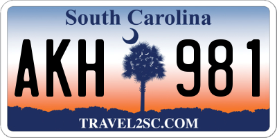 SC license plate AKH981