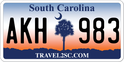 SC license plate AKH983