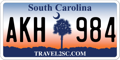 SC license plate AKH984