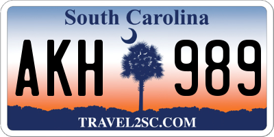 SC license plate AKH989