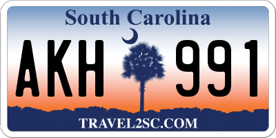 SC license plate AKH991