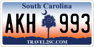 SC license plate AKH993