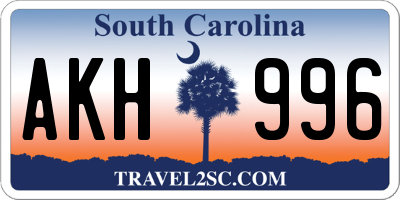 SC license plate AKH996
