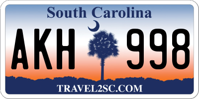 SC license plate AKH998