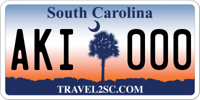 SC license plate AKI000
