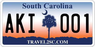 SC license plate AKI001