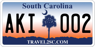 SC license plate AKI002