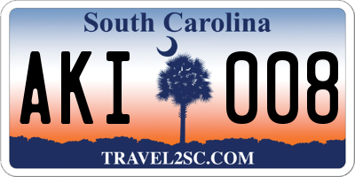 SC license plate AKI008