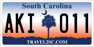 SC license plate AKI011