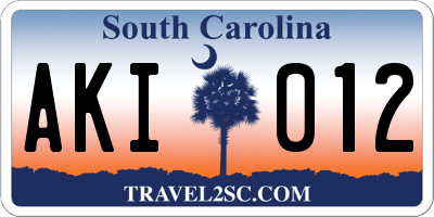 SC license plate AKI012