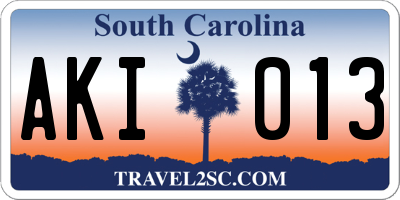 SC license plate AKI013
