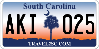SC license plate AKI025