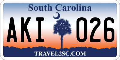 SC license plate AKI026
