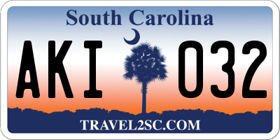 SC license plate AKI032
