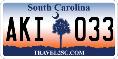 SC license plate AKI033
