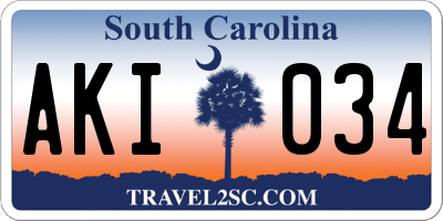 SC license plate AKI034
