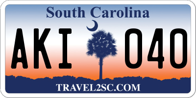 SC license plate AKI040