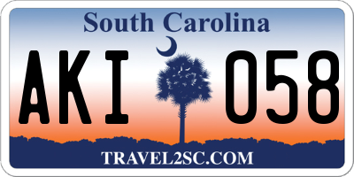 SC license plate AKI058