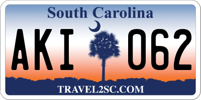 SC license plate AKI062