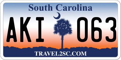 SC license plate AKI063