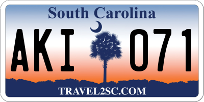SC license plate AKI071