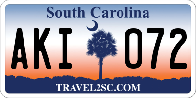 SC license plate AKI072