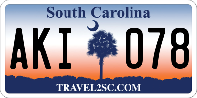 SC license plate AKI078