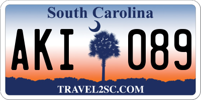 SC license plate AKI089