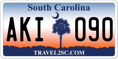 SC license plate AKI090