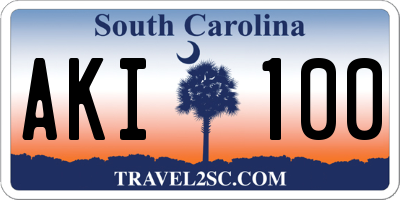 SC license plate AKI100