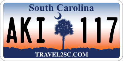 SC license plate AKI117