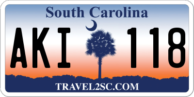SC license plate AKI118
