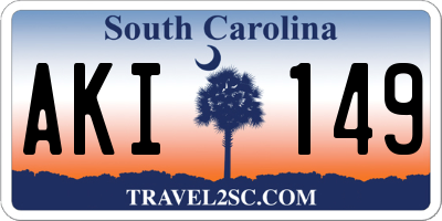 SC license plate AKI149