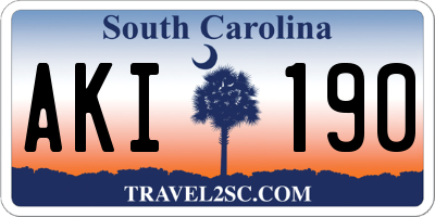 SC license plate AKI190