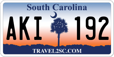 SC license plate AKI192