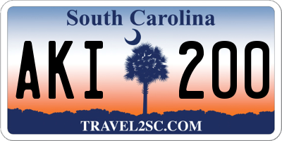 SC license plate AKI200