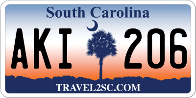 SC license plate AKI206