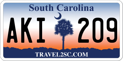 SC license plate AKI209