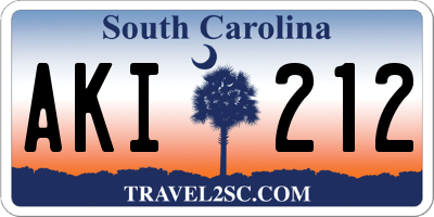 SC license plate AKI212