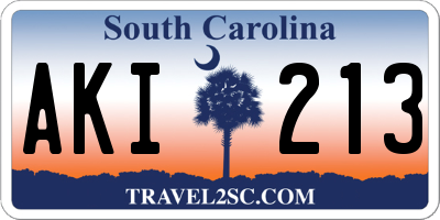 SC license plate AKI213