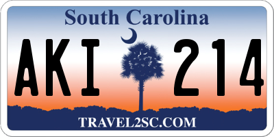 SC license plate AKI214