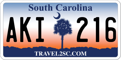 SC license plate AKI216